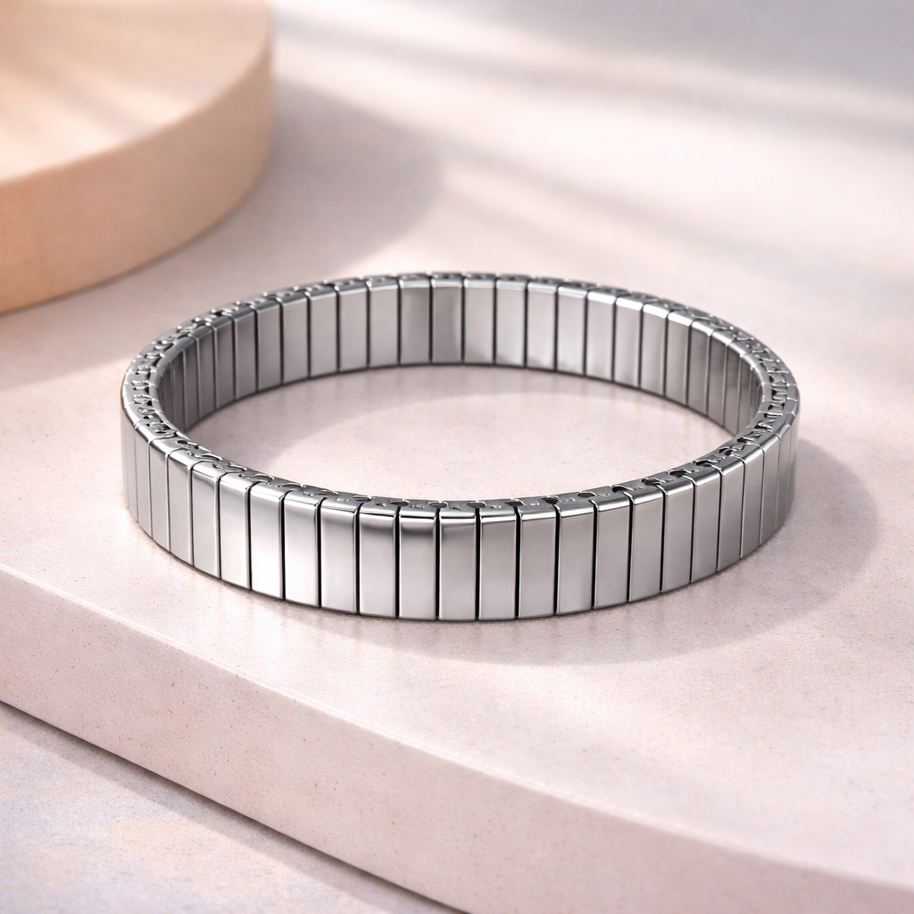 Bulk Stretchable Gold Silver Plated Plain Stainless Steel Bracelet