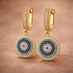 Bulk White Blue Black Evil Eye Gold CZ Anti Tarnish Copper Hoop Earrings