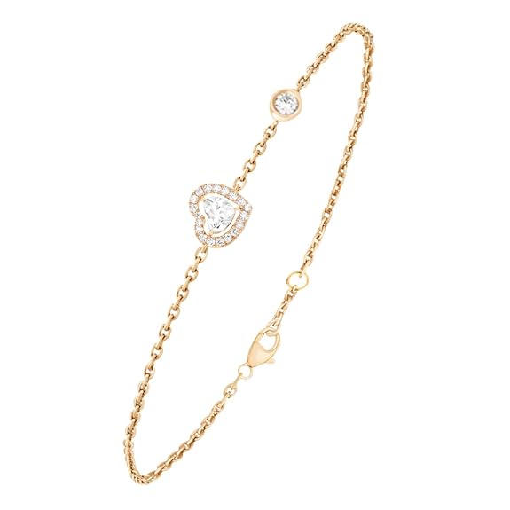 Gold Heart Cubic Zirconia Anti Tarnish Copper Bracelet For Women Bulk
