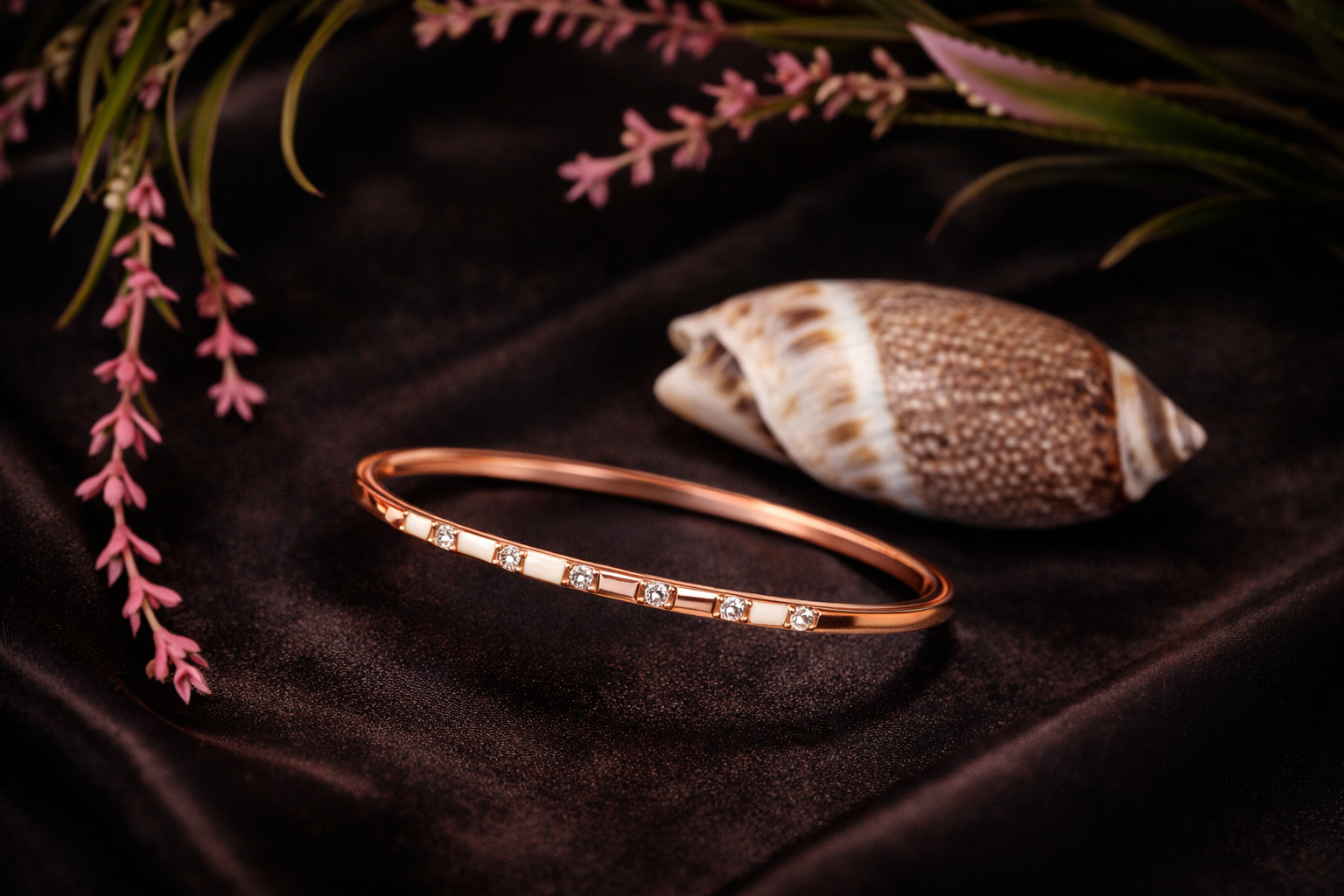 Bulk Square Shape Stone Rose Gold CZ Stainless Steel Cuff & Kada Secondary image