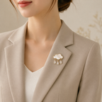 Pink Cloud Style Gold Plated CZ Mother Of Pearl Copper Brooch Bulk