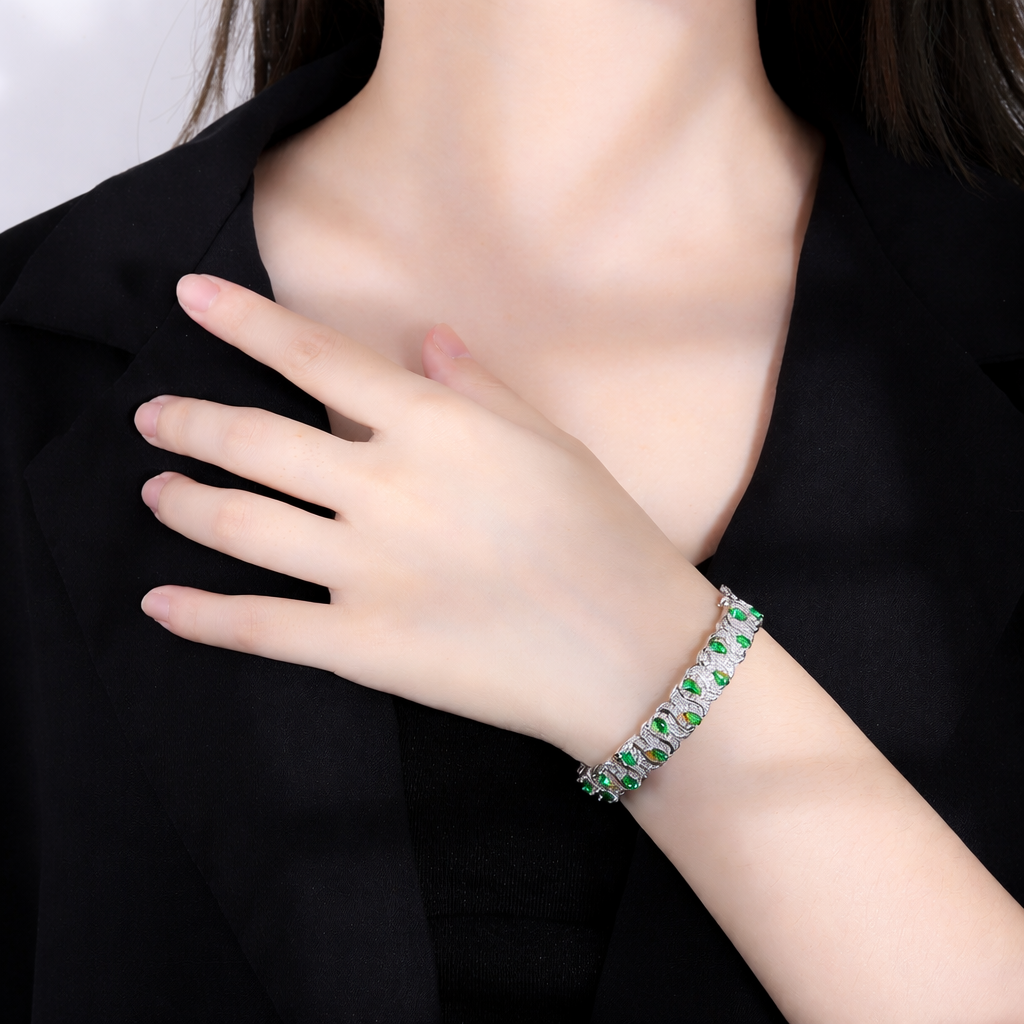 Bulk Green Red Designer Style Silver CZ Anti Tarnish Brass Cuff & Kada Secondary image