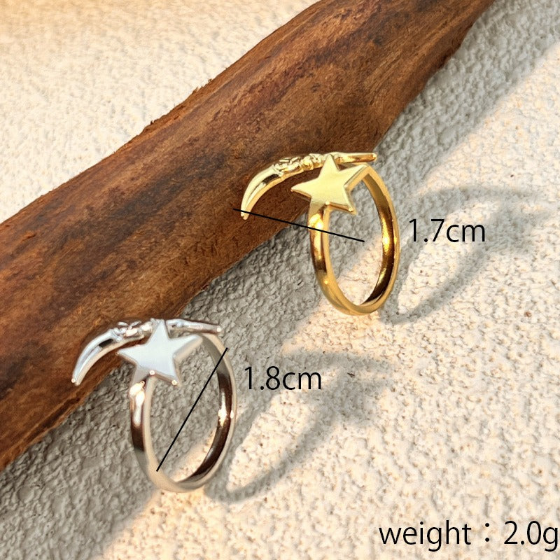 Crescent Moon 18K Gold Plated Silver Anti Tarnish Free Size Ring Bulk
