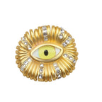 Wide Yellow Evil Eye Cubic Zirconia 18K Gold Stud Earring Women Bulk
