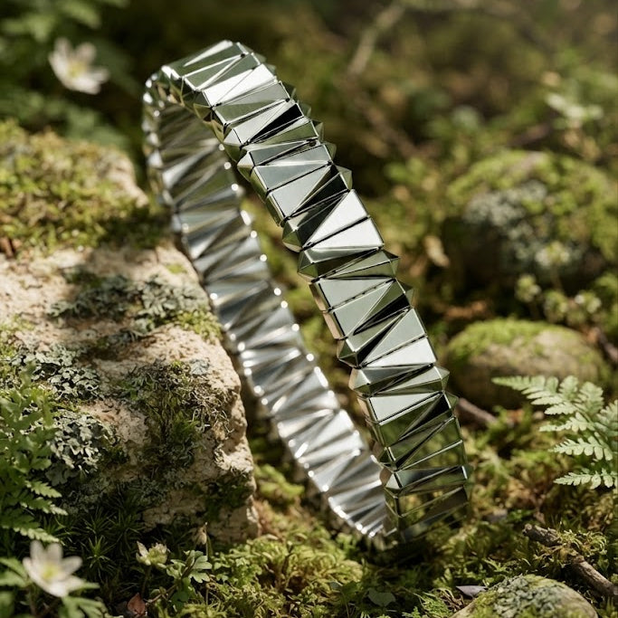 Designer Geometric Stretchable Gold Silver Plated Copper Bracelet Bulk