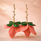 Bulk Pink Green Flower Gold Plated Plain Dangler Earrings For Women