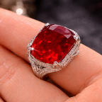 Premium Cushion Shape Silver CZ Copper Anti Tarnish Cocktail Ring Bulk