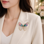 Glam Butterfly Style Gold Plated CZ Copper Anti Tarnish Brooch Bulk