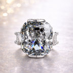 White High Sparkle Cushion Cut Silver Plated CZ Copper Halo Ring Bulk