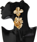 Floral Flower 18K Gold Silver Dangler Earrings For Women Bulk