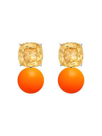 Cushion Cut Orange Pearl Rose Silver Gold CZ Brass Hoop Earrings Bulk