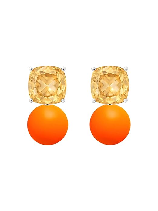 Cushion Cut Orange Pearl Rose Silver Gold CZ Brass Hoop Earrings Bulk