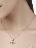 Pink Evil Eye Gold Cubic Zirconia Copper Necklace For Women Bulk
