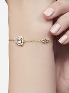 Gold Heart Cubic Zirconia Anti Tarnish Copper Bracelet For Women Bulk
