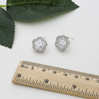 Floral Star Cut Silver Plated CZ Anti Tarnish Copper Stud Earrings Bulk