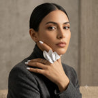 Designer Textured Silver Plated Statement Open Cuff Ring For Women Bulk
