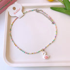 Pink White Duck Multicolour Beaded Silver Charm Necklace Kids Bulk