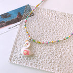 Pink White Duck Multicolour Beaded Silver Charm Necklace Kids Bulk