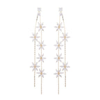 Floral Gold Silver CZ Anti Tarnish Long Dangler Tassel Earrings Bulk