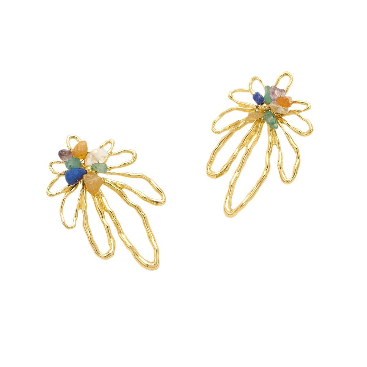 Flower Multi Gemstone 18K Gold Anti Tarnish Dangler Earring Bulk