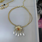 Evil Eye Blue Cubic Zirconia Pearl 18k Gold Anti Tarnish Snake Necklace Pendant Chain For Women