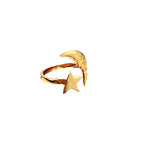 Crescent Moon 18K Gold Plated Silver Anti Tarnish Free Size Ring Bulk