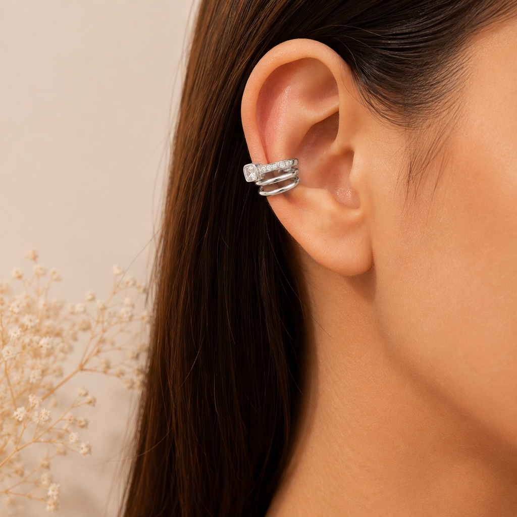 Minimalist Spiral Style Gold Silver CZ Single Ear Cuff Earrings Bulk