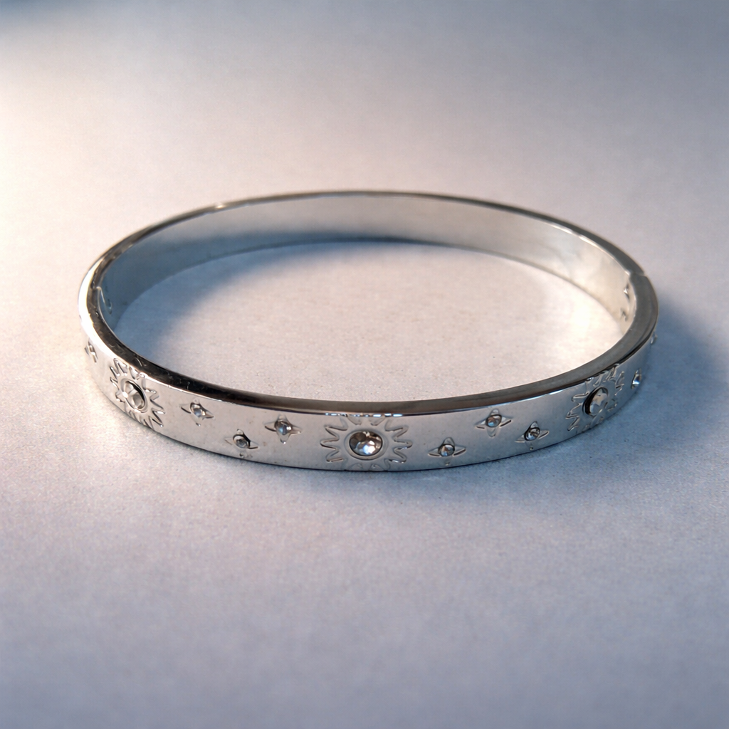 Bulk Sun Pattern Gold Silver Plated CZ Stainless Steel Cuff & Kada