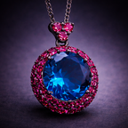 Classic Royal Halo Round Cut Black CZ Copper Pendant For Women Bulk