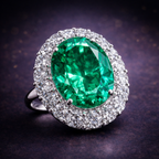 Luxury Royal Oval Cut Silver CZ Copper Anti Tarnish Cocktail Ring Bulk