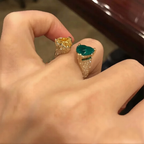 Dual Heart Emerald Gold Plated CZ Copper Anti Tarnish Fancy Ring Bulk