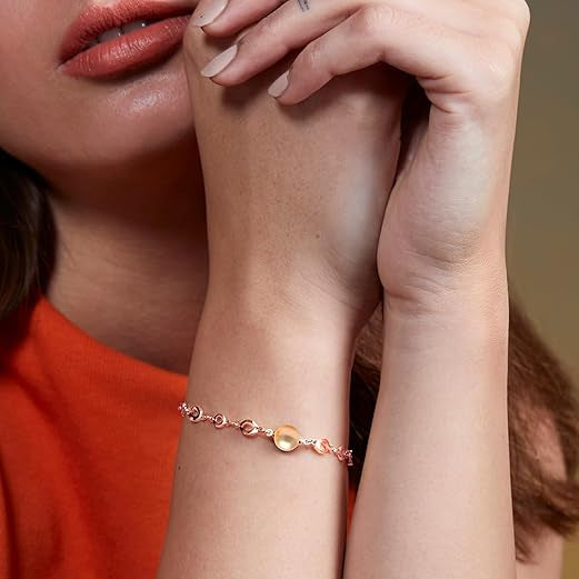 Elegant Link Chain Rose Silver Gold Plated Beads Brass Bracelet Bulk
