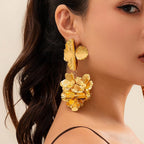 Floral Flower 18K Gold Silver Dangler Earrings For Women Bulk