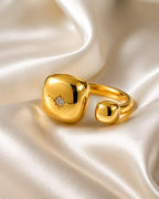 Multi Color Open Cuff Gold Cubic Zirconia Adjustable Ring For Women Bulk