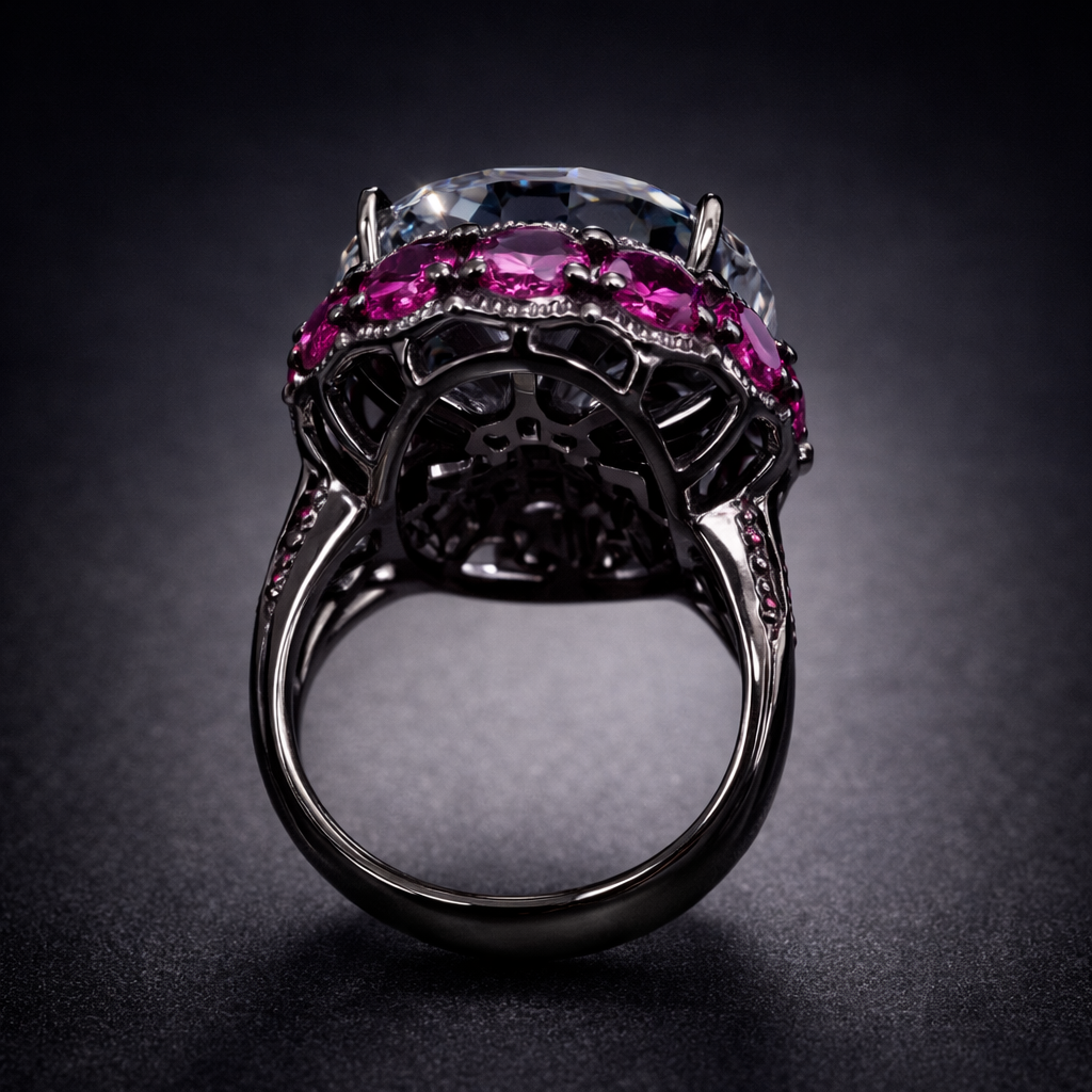 Designer Oval Cut Black CZ Copper Anti Tarnish Cocktail Ring Bulk