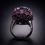 Designer Oval Cut Black CZ Copper Anti Tarnish Cocktail Ring Bulk