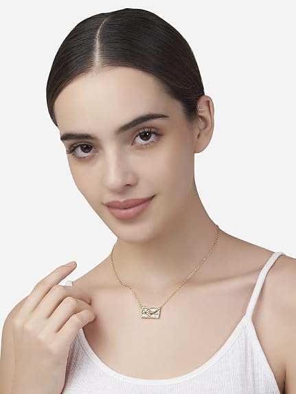 Pink Heart Postcard letter Gold Cubic Zirconia Copper Necklace Bulk