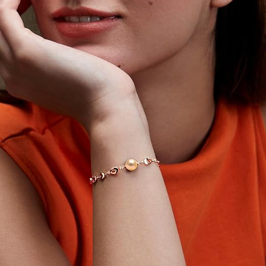 Elegant Link Chain Rose Silver Gold Plated Beads Brass Bracelet Bulk Main image