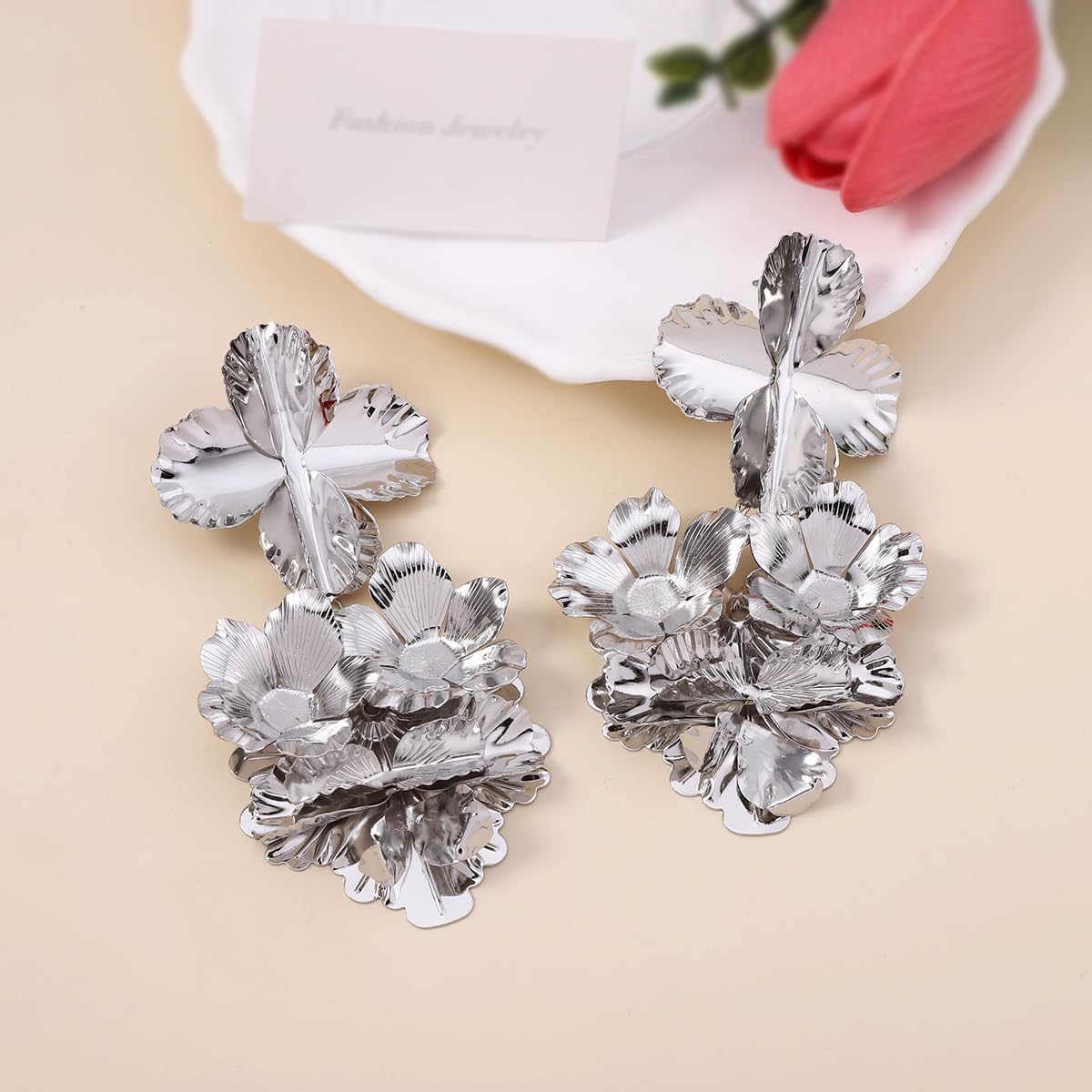 Floral Flower 18K Gold Silver Dangler Earrings For Women Bulk