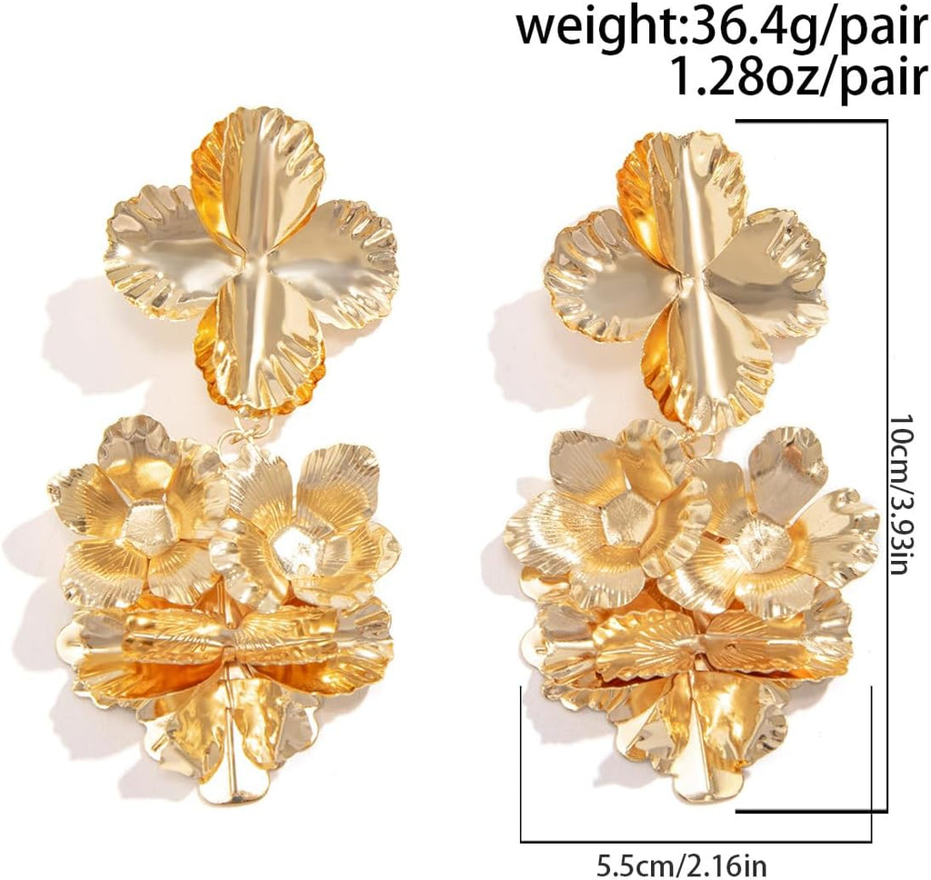 Floral Flower 18K Gold Silver Dangler Earrings For Women Bulk