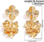 Floral Flower 18K Gold Silver Dangler Earrings For Women Bulk