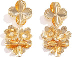 Floral Flower 18K Gold Silver Dangler Earrings For Women Bulk