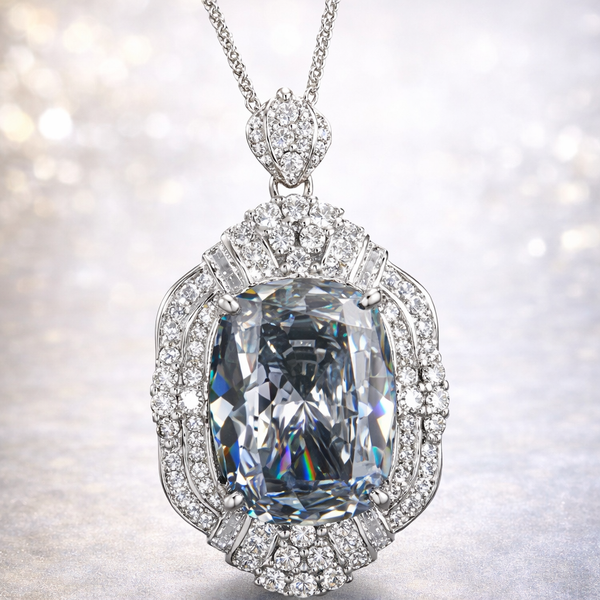 White High Sparkle Cushion Cut Silver Plated CZ Copper Pendant Bulk Secondary image
