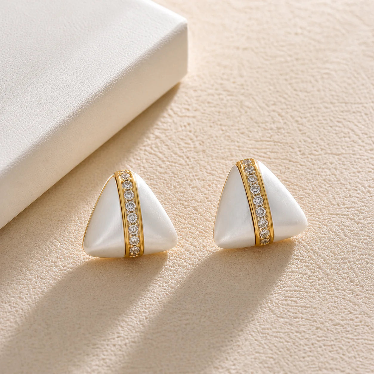 Gold Silver Geometric Cubic Zirconia Copper Stud Earrings For Women Bulk