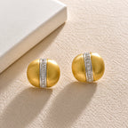 Gold Silver Geometric Cubic Zirconia Copper Stud Earrings For Women Bulk