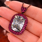 Luxury Emerald Cut Black CZ Anti Tarnish Copper Pendant Chain Wholesale