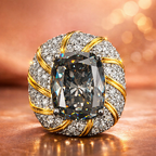 Luxury Cushion Cut Diamond Gold Silver Plated CZ Copper Halo Ring Bulk