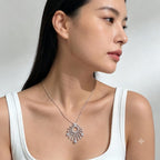 Luxury Silver Plated Sunburst White CZ Crystals Copper Necklace Bulk