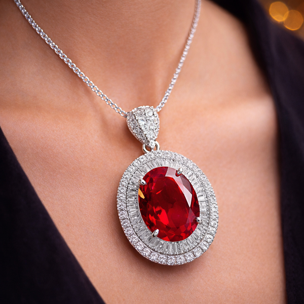 Sparkling Rhodium Silver Plated CZ Anti Tarnish Copper Pendant Bulk Main image