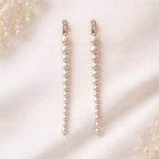 Minimal Long Faux Gold Pearl Anti Tarnish Copper Dangler Earrings Bulk